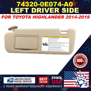 Durable Sun Visor Left Beige LH 74320-0E074-A0 Fit For 14-19 Toyota Highlander - Picture 1 of 11