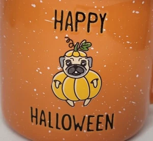 Halloween Mops Kaffeebecher orange weiß Specks Kürbis Kostüm Winifred Lilie groß - Bild 1 von 12