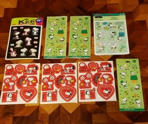 Vintage Snoopy Peanuts Stickers Lot of 15 Full Sheets Valentines & St. Patrick's - Picture 1 of 8