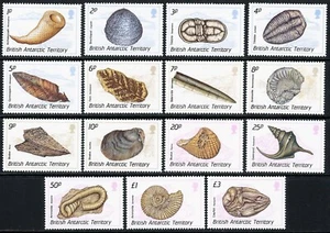 BRITISH ANTARCTIC TERRITORY 1990 FOSSILS SET OF 15 MNH - Picture 1 of 1