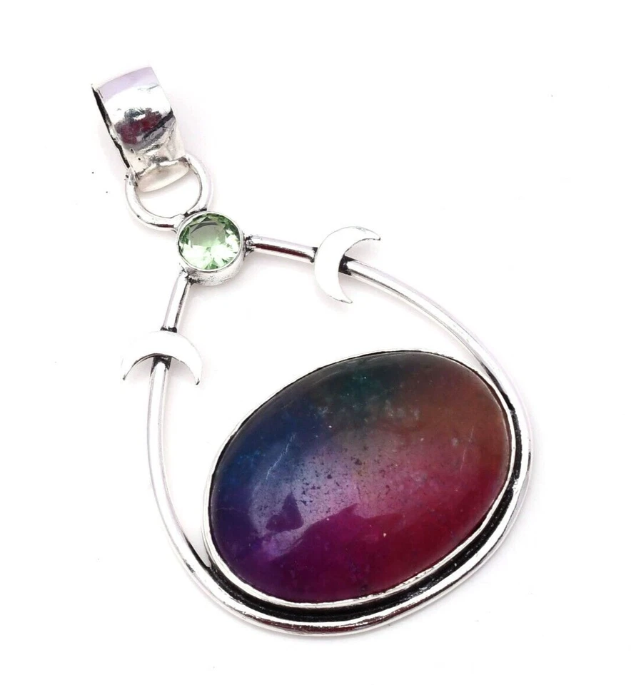 Ciondolo gioiello fatto a mano argento sterling 925 pietra preziosa quarzo so... - Immagine 1 di 4