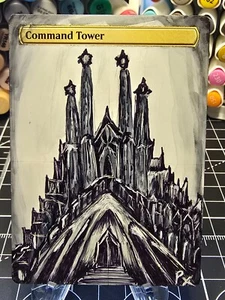 Command Tower - Magic The Gathering - *Altered Hand Painted * Sagrada Familia - Picture 1 of 7