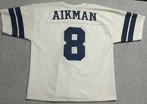 VTG Troy Aikman #8 Dallas Cowboys NFL Logo 7 Away White Jersey Mens L - Picture 1 of 10