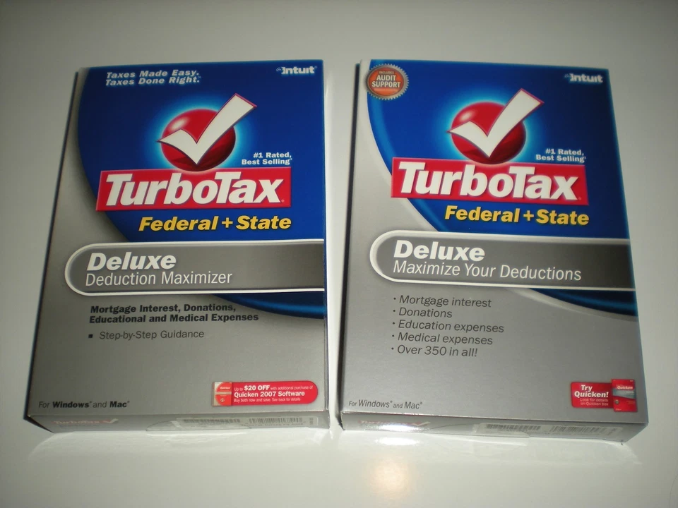 Turbotax 2006 & 2007 Deluxe with state. Turbo tax.  New. - Image 1 of 1