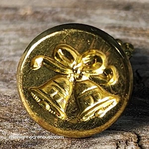 Vintage Brass WEDDING BELLS W/RIBBON Wax Seal Stamp Marriage Love Theme Bell - Picture 1 of 7