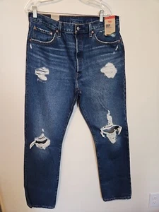 Levi's Damen 501 High-Rise Straight Jeans Indigo Destructed 33x32 0421 - Bild 1 von 3