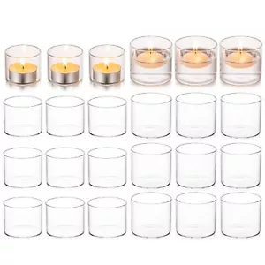24 Pcs Clear Glass Votive Tealight Candle Holders for Table Centerpieces Wedding - Picture 1 of 7