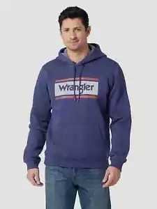FELPA CON CAPPUCCIO PULLOVER UOMO CLASSIC CON ETICHETTA LOGO WRANGLER IN DENIM HEATHER - Foto 1 di 3