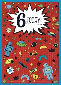 6th Happy Birthday Greeting Card Boys 6 Years Old Boy's Six Space Robots Sixth - Picture 1 of 3