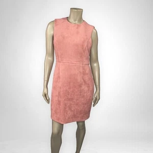 TAHARI 8 Petite Pink Faux Suede Sleeveless Sheath Dress Business Casual - Picture 1 of 9