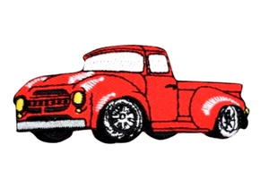 Bügelapplikation - LKW rot klassisch 3" x 1-5/8" - Bild 1 von 1
