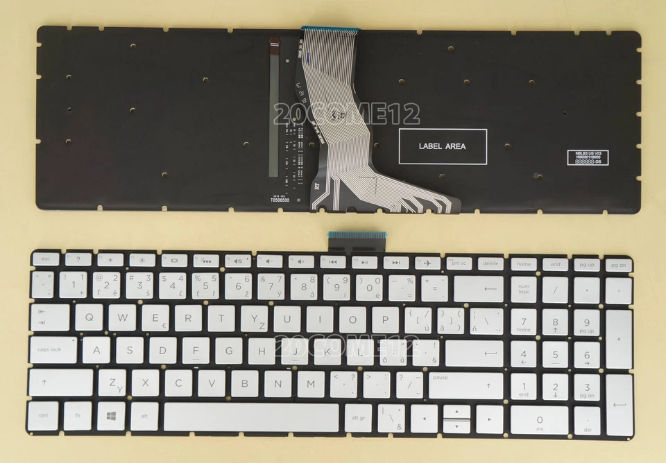 New for HP 17-ak 17-ak000 17z-ak000 Series Keyboard Backlit Czech Slovak Silver - Image 1 of 2