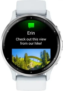 Garmin Venu 3 GPS - 45mm Lunette en acier inoxydable argenté avec étui et bracelet en pierre blanche - Photo 1 sur 5
