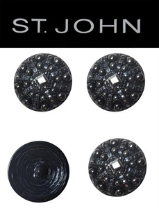 Botones de repuesto de cristal negro con cuentas negras tono negro St John Knits de 1,0 pulgadas - Imagen 1 de 1