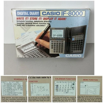 Vintage Casio IF-8000 Digital Diary Schedule Telephone Directory Calculator New! - Image 1 of 4