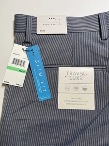 Perry Ellis Portfolio slim Fit Travel Luxe Dress Pants Mens 34x30 Gray $85 NWT - Picture 1 of 8