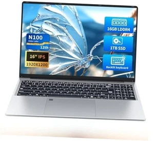 16 Inch Gaming Laptop, Celeron N100 (up to 3.4GHZ) Laptop, 16GB 1TB SSD, Full  - Picture 1 of 7