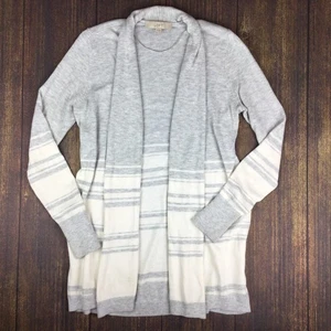 Loft Strickjacke Damen Gr. XS meliert grau creme gestreift vorne offen Langarm - Bild 1 von 7