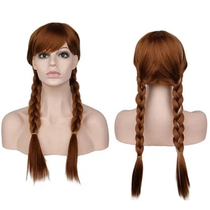 Frozen Anna Brown Braided Girls Wigs Princess Long Wig Hair Cosplay Halloween - Picture 1 of 4