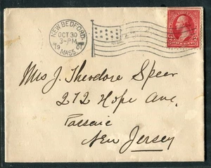 1901 Brief New Bedford MA Flagge Stempel nach Passaic NJ Postgeschichte Halloween - Bild 1 von 2