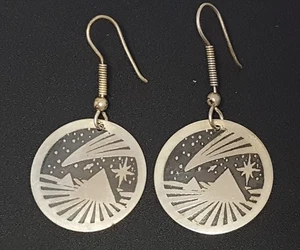Pendientes de disco colgantes de plata esterlina pirámides estrellas cometa evento celestial 2" de colección - Imagen 1 de 21