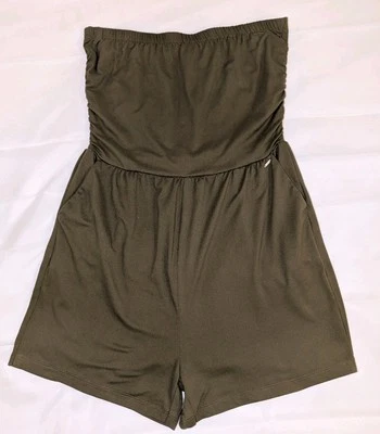 Sleeveless Guess Romper Shorts Army Green - Image 1 of 4
