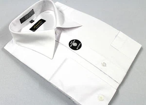 French Cuff Dress Shirt Plain White Amanti Wrinkle-Free Cotton Blend Modern Fit