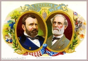 Generals Grant and Lee Civil War Smoke Vintage Cigar Tobacco Box Label Print - Bild 1 von 1