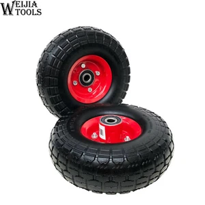 10"x3.5"x4" 2pcs bearing 16mm Bore Solid Tyre Wheels Wheelbarrow Puncture Proof - Picture 1 of 4