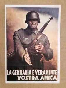 Manifesto Propaganda Fascista Pro Germania Ristampa di storica locandina 35x50 - Picture 1 of 1