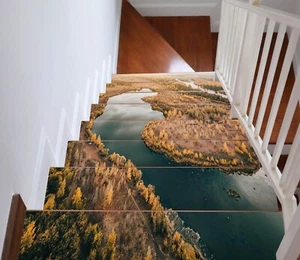 3D Autumn Forest G75 Stair Risers Decoration Photo Mural Vinyl Decal Wallpaper E - Picture 1 of 6
