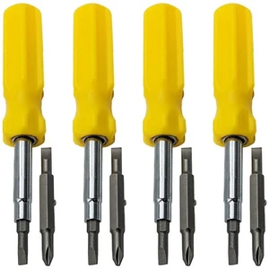 4 Pack 6-in-1 Screwdriver - Slotted 3/16" & 1/4", Phillips #1 & #2, Nut Drivers - Picture 1 of 5