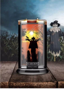 Kringle Candle Halloween SCARECROW Lge 2-Wick 22 oz Jar Soy Wax Ltd Edition - Picture 1 of 2