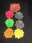 Hand Crafted Resin Multicolored Flower Magnets 7 Pieces