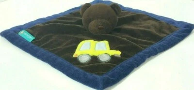 Tiddliwinks Security Blanket Lovey Brown Bear Truck Car 11" x 11" Blue Yellow - Image 1 of 4
