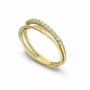Ring Thread Of Life Yellow Gold 18 Carat with White Zirconia Women's - Picture 1 of 1