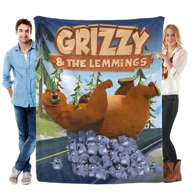 Grizzy and The Lemmings Blanket Soft Bed Sofa Couch Throw Birthday Gift - Image 1 of 4