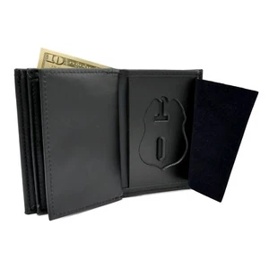 Perfect Fit TSA Officer 3" Badge Wallet Recessed Double ID Leather Wallet - Picture 1 of 7