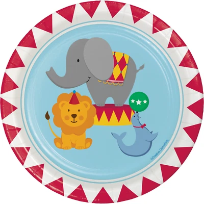 Circus Plates Dessert Plate Birthday Party Elephant Lion Seal Party Supplies 8ct - Image 1 of 3