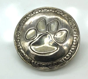 VINTAGE MJ Marie Jennifer dog paw/cat paw pendant/brooch/pin silver tone 1 1/2" - Picture 1 of 7