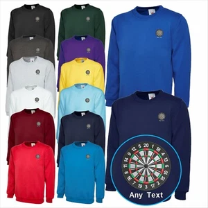 Embroidered DARTS BOARD Logo Pullover Sweatshirt Free Personalised Mens Jumper - Picture 1 of 12