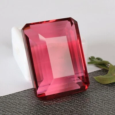 Large Pink Tourmaline 46.20ct Emerald Faceted Cut Loose Gemstone Gift 4 Birthday - Image 1 of 4