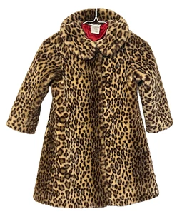 American Girl Bitty Baby GIRLS Large Cherry Chocolate Leopard Faux Fur Coat - Picture 1 of 11