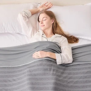 EMME Cooling Throw Blanket | Thin Lightweight Throw (50"x 70") | Grey - Picture 1 of 8