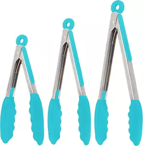 Kitchen Tongs for Cooking with Silicone Tips, Heat Resistant Tongs for Serving F - Picture 1 of 12
