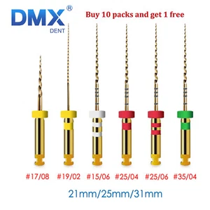 6 piezas limas de endodoncia dentales X3 Gold cónicas conducto radicular NiTi Endo rotativas 21/25 mm - Imagen 1 de 10