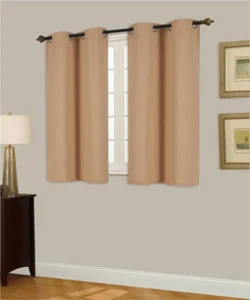 2PC GROMMET PANEL THERMAL BLACKOUT WINDOW SHORT CURTAIN DRAPE 54" K54 - Picture 1 of 106