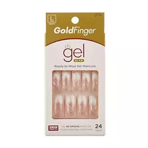 KISS Gold Finger Gel Glam Ready to Wear Gel Manicure Long Nails (GF94) - Picture 1 of 8