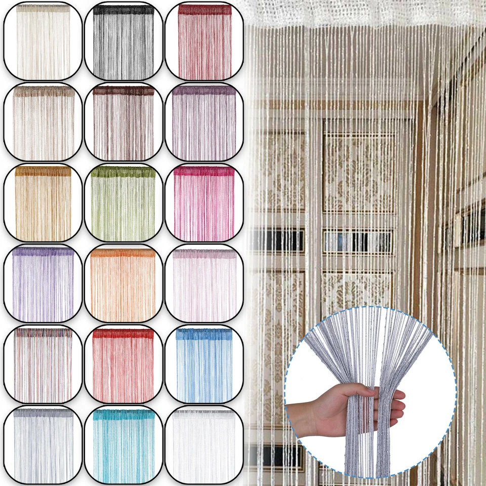 String Curtain Panels Door Fly Screen Room Divider Net Hanging Glitter Curtains - Image 1 of 1