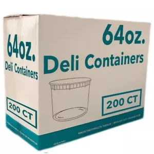 64 oz Deli Food Containers w/ Lids For Soups Microwave Freezable 200 Pack 1 Case - Picture 1 of 6